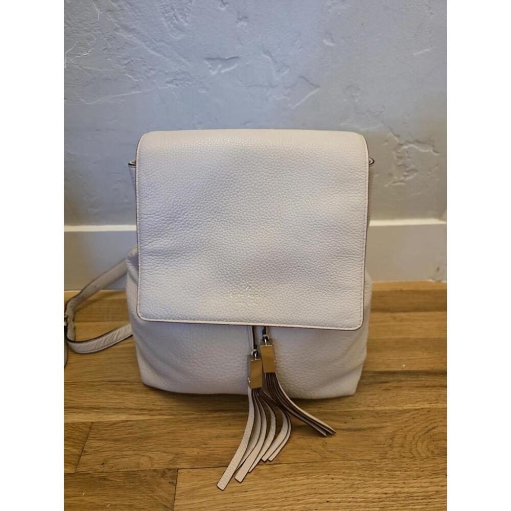 Kate Spade New York Leila Pebble Leather Drawstring Flap Backpack Leather